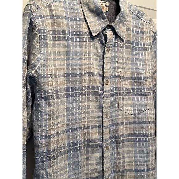 Carbon2Cobalt Blue Plaid Long Sleeve Button Front Shirt Medium - Picture 2 of 8